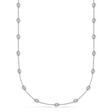 Bezel set diamond station necklace in 18K white gold at B2C Jewels  