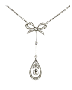 Lawrence Jeffrey Estate Jewelers Edwardian Bow Diamond Pendant