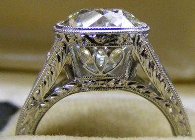 Profile shot Old European cut diamond ring