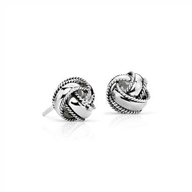 Roped love knot earrings set in sterling silver at Blue Nile  