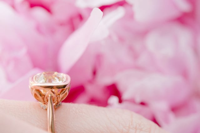 Rose gold bezel ring with 'August Vintage' Cushion diamond • Image by DorotheaBrooke