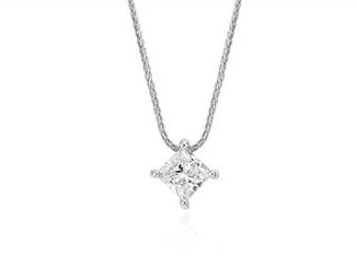 Signature princess-cut floating diamond solitaire pendant set in platinum at Blue Nile 