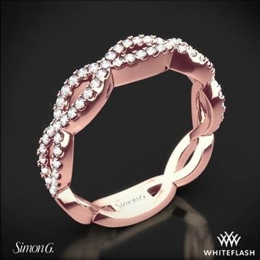 Simon G. fabled diamond wedding ring set in 18K rose gold at Whiteflash 