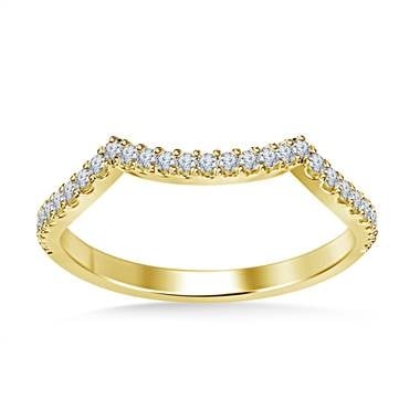 Sculpted diamond wedding band prong set in 14K yellow gold at B2C Jewels 