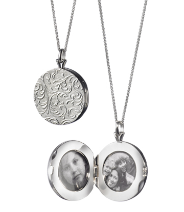 Monica Rich Kosann Sterling Silver Signature 1 inch round vine locket