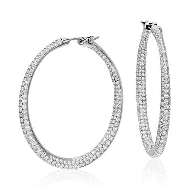 Lucille diamond rollover hoop earrings in 18K white gold at Blue Nile 