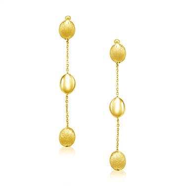 Pebbles multi drop dangle station earrings set in 14K yellow gold at B2C Jewels  