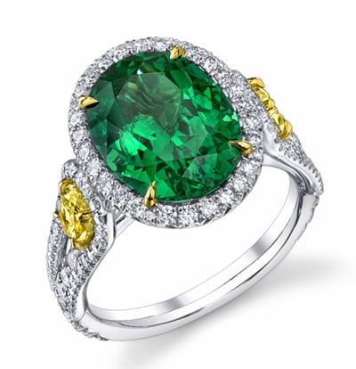 Omi Gems Tsavorite Garnet and Diamond Ring, 2011 AGTA Award Winner