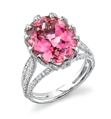 Pink tourmaline and diamond ring by Omi Privé