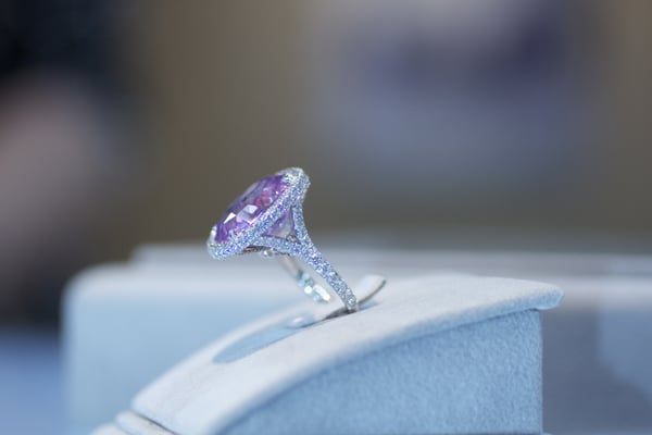 Omi Privé 20.02 carat unheated pink sapphire and diamond ring