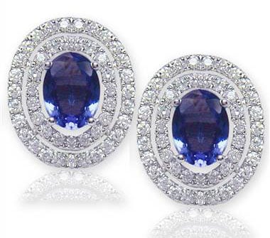 Oval Shaped Tanzanite and Diamond EarRing S set in 18KT White Gold 3.30ct C02008EW1S48W-IAJLD