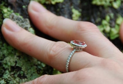 Padparadscha Sapphire Diamond Ring