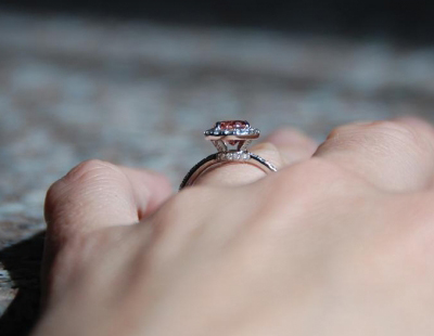 Padparadscha Sapphire Diamond Ring