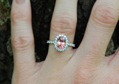 Padparadscha Sapphire Diamond Ring