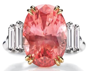 Sunset by Harry Winston Padparadscha Sapphire and Diamond Ring