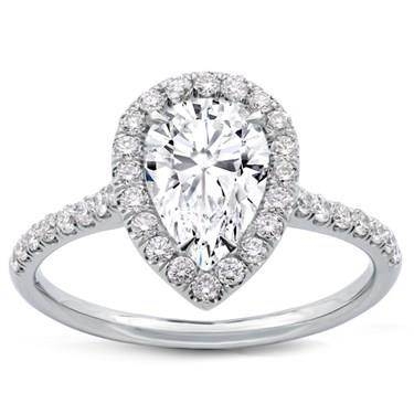 Pear shaped diamond halo setting at Adiamor