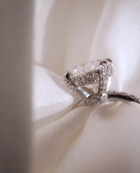 Pave diamond engagement ring