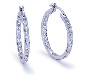 Pave Diamond Hoop Earrings