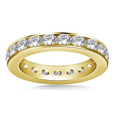 Classic channel set round diamond eternity ring set in 14K yellow gold at B2C Jewels  width=