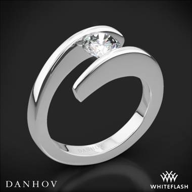 Platinum, tension set solitaire engagement ring setting at Whiteflash