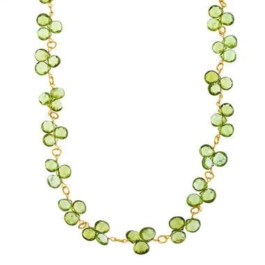 Peridot gemstone faceted briolette necklace in 14K yellow gold at B2C Jewels Peridot gemstone faceted briolette necklace in 14K yellow gold at B2C Jewels