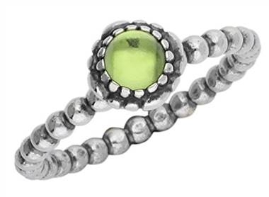 Silver peridot birthday blooms April Ring at Pandora 