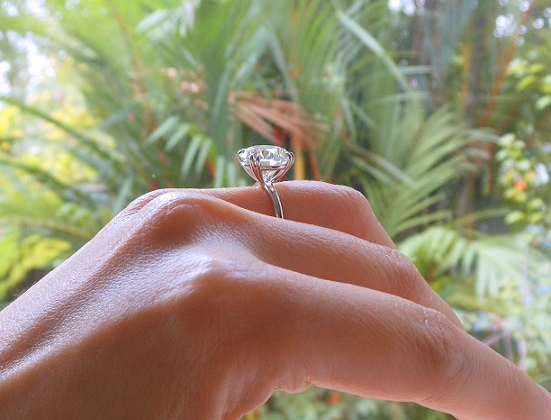 Profile view of 5.31-carat diamond ring