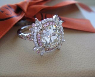 Finished double halo pink diamond ring