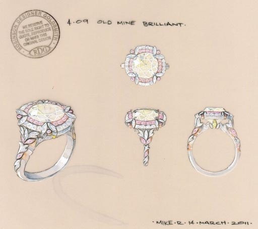 Double halo diamond ring rendering by Robinson Designer Goldsmith