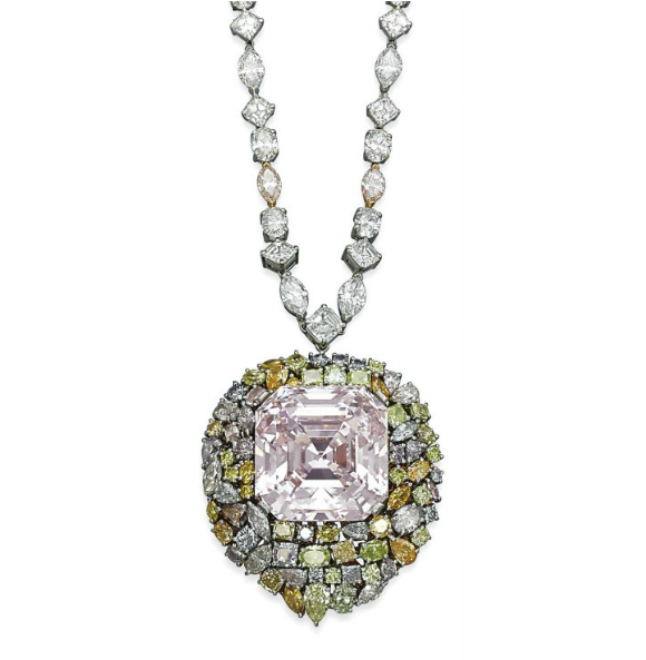 76.51-carat light pink diamond--set in a necklace by Leviev • Christie's