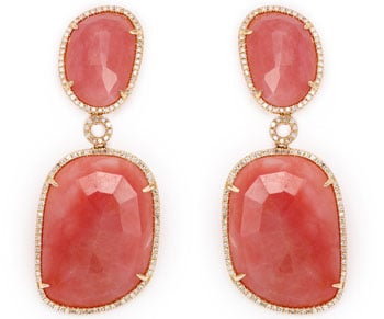 Pink opal and diamond earrings at Jeri Cohen