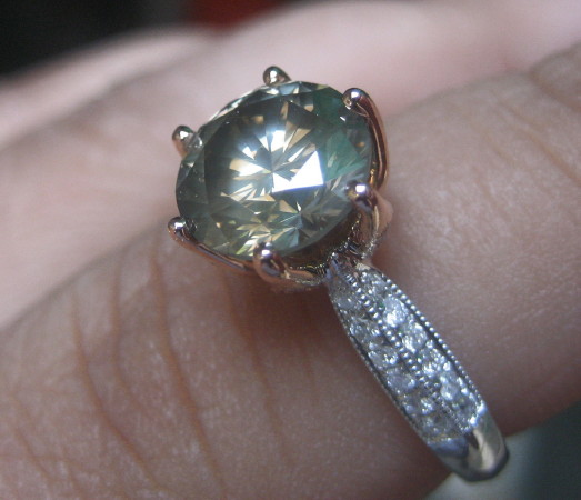Platinumrock's 3+ ctw Green-Grey Diamond Ring Platinumrock's 3+ ctw Green-Grey Diamond Ring