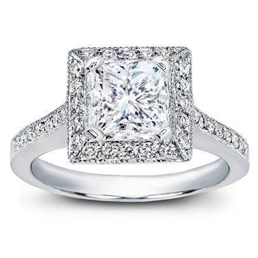 Square halo pave-set engagement ring at Adiamor 