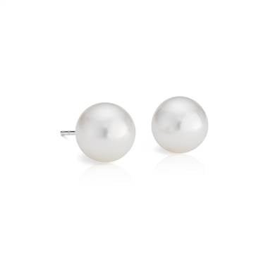 South sea cultured pearl stud earrings set in 18K white gold at Blue Nile  