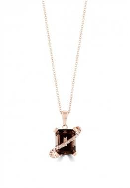 Smokey quartz and diamond pendant in 14K yellow gold at EFFY