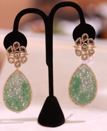 Sutra rose cut diamond and jadeite earrings JCK Luxury 2011