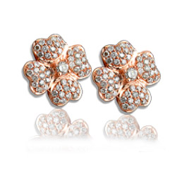 rose gold diamond flower earrings