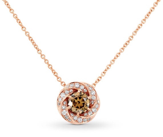 Leibish & Co. - Black Friday Sale on Round Fancy Yellow-Brown Diamond Pendant