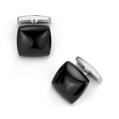 Black cufflinks in stainless steel at Blue Nile 