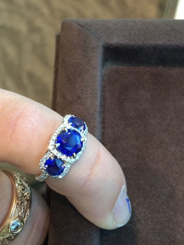sapphire and diamond 3-stone ring shared by kama_s