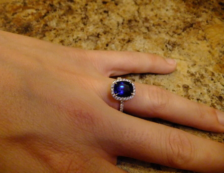 Sapphire Halo Diamond Engagement Ring