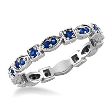 Blue sapphire eternity band set in white gold at B2C Jewels 