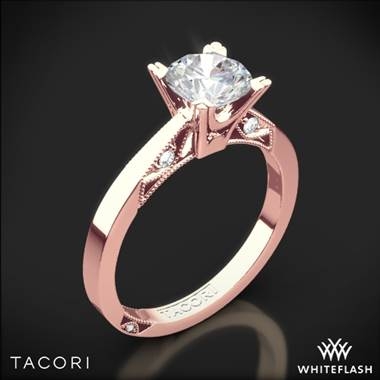 Simply Tacori flat edge solitaire engagement ring set in 18K rose gold at Whiteflash 