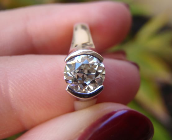 Sholdt Semi Bezel Engagement Ring with old European cut diamond