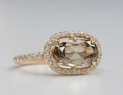 Single Stone rose cut brown diamond ring