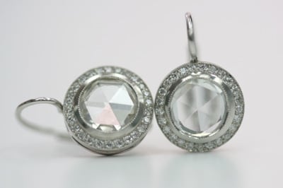 Single Stone rose cut diamond drop earrings