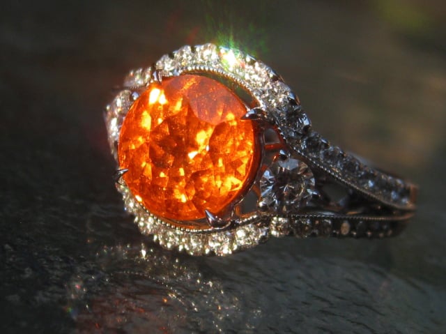 Spessartite Garnet and Diamond Ring Profile