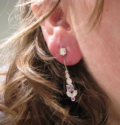 spinel, diamond, and sapphire earring enhancers