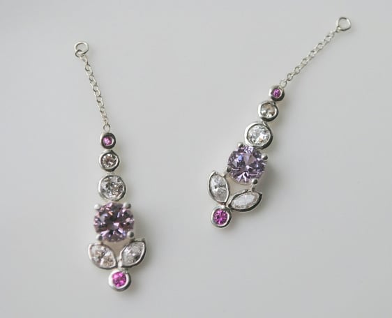 spinel, diamond, and sapphire earring enhancers