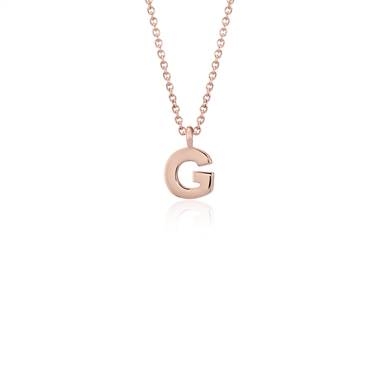 “G” mini initial pendant set in 14K rose gold at Blue Nile  